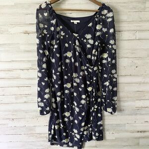 NWT Cato Navy Floral Faux Wrap Dress Medium